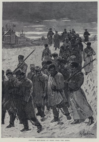 Kara, Condenados que regressam à noite das minas (litho) de Henry Sandham