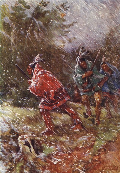 Na Trilha da Guerra no Inverno (cor litho) de Henry Sandham