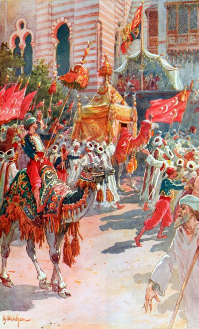 A Procissão dos Tapetes Sagrados Passado o Príncipe e Princesa de Gales no Cairo, 5 de fevereiro de 1869 de Henry Sandham