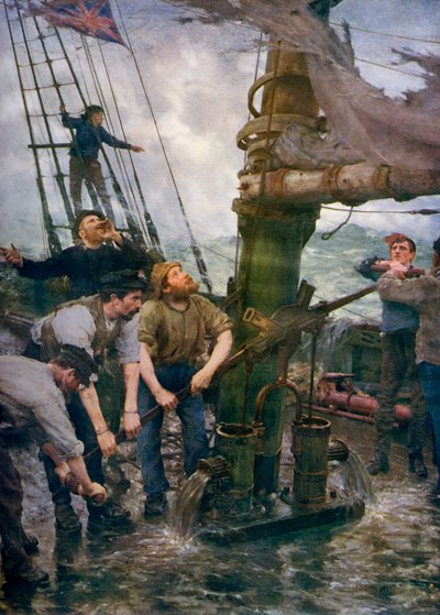 Todas as mãos para as bombas, 1888-1889, 1912. de Henry Scott Tuke