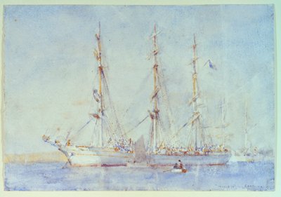 Navio francês Marecual de Cashes [Mareschal de Cashes] em Falmouth, julho de 1914, início do século XX (aguarela) de Henry Scott Tuke