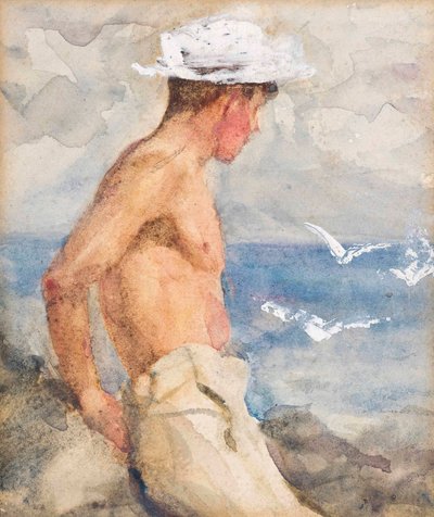 Estudo de um jovem olhando para o mar de Henry Scott Tuke