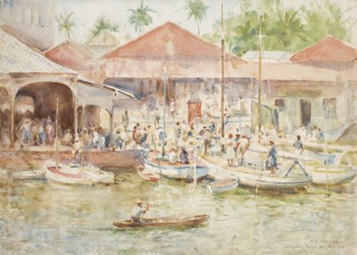 O Mercado, Belize, Honduras Britânicas, 1924 de Henry Scott Tuke