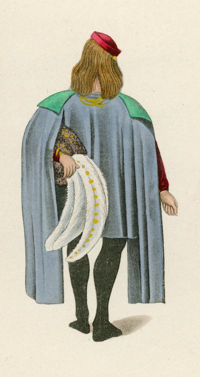 Figura 2 do Romance da Rosa, c 1480, no Museu Britânico, Harl MS 4425 de Henry Shaw