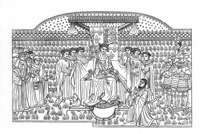 Rei Henrique VI apresentando uma espada ao Conde de Shrewsbury, c1445, 1843. de Henry Shaw