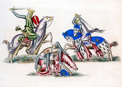 Cavaleiros lutando, c1260, 1843. de Henry Shaw