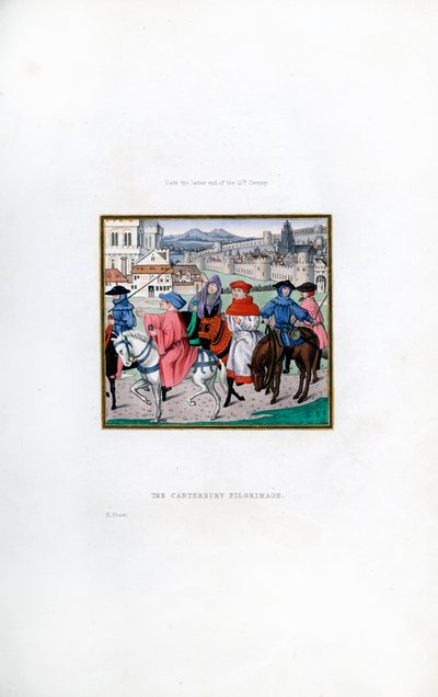 A Peregrinação de Canterbury, final do século XV, 1843. de Henry Shaw