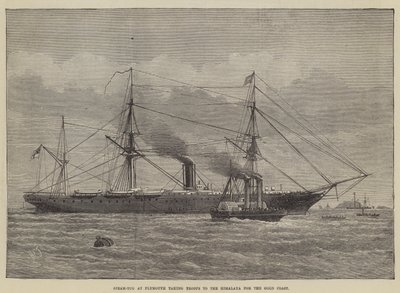 Steam-Tug at Plymouth levando tropas para o Himalaia para a Gold Coast de Henry Spernon Tozer