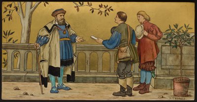 The Justice, placa representando uma ilustração de Shakespeare Seven Ages, Minton ware, Staffordshire, 1874 (louça de barro esmaltada) de Henry Stacey after Marks