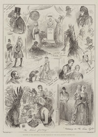 Esboços no ensaio para os quadros do baile de trajes do Instituto Real de Henry Stephen Ludlow