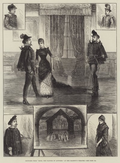 Esboços de Moro, o pintor de Antuérpia, no teatro de Sua Majestade de Henry Stephen Ludlow