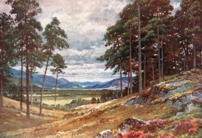 Uma espreitadela nos Grampians, Inverness-Shire (litografia a cores) de Henry Sutton Palmer