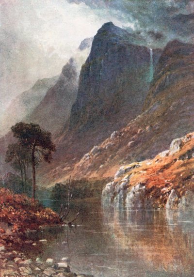 Sob os penhascos de Ben Venue, Perthshire (litografia a cores) de Henry Sutton Palmer