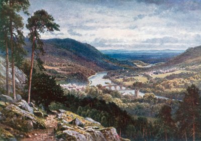 Dunkeld e Birnam a partir de Craigiebarns, Perthshire (litografia a cores) de Henry Sutton Palmer