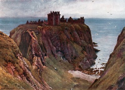 Castelo de Dunnottar, Kincardineshire (litografia a cores) de Henry Sutton Palmer