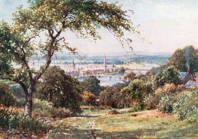 Perth a partir das encostas de Kinnoul Hill (litografia a cores) de Henry Sutton Palmer