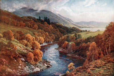 Rio Awe a desaguar em Loch Etive, Argyllshire (litografia a cores) de Henry Sutton Palmer