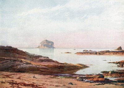 The Bass Rock - Uma noite tranquila (litografia a cores) de Henry Sutton Palmer