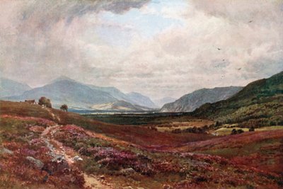Os Grampians a partir de Boat of Garten, Inverness-Shire (litografia a cores) de Henry Sutton Palmer