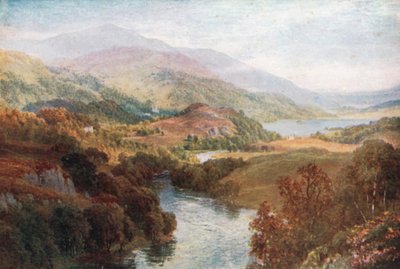 O rio Teith, com os lagos Achray e Vennachar, Perthshire (litografia a cores) de Henry Sutton Palmer