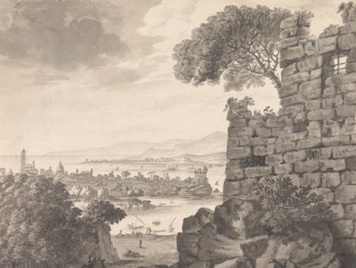 Paisagem com Ruínas em Primeiro Plano, Porto e Aldeia, em segundo plano de Henry Swinburne