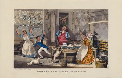 Caos na cozinha (gravura colorida) de Henry Thomas (after) Alken
