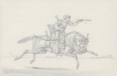 Um Mameluco de Carga que atira uma pistola (grafite e giz vermelho sobre papel) de Henry Thomas Alken