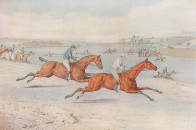 Uma corrida de obstáculos: o começo. Lá vão eles - com branco para escolha, 1827 de Henry Thomas Alken