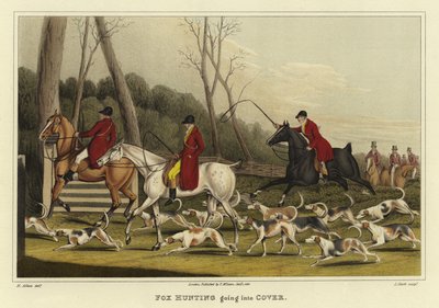 Caça à raposa indo para a tampa (chromolitho) de Henry Thomas Alken