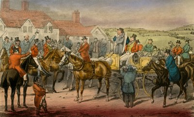 O Sr. Jorrocks declara sua incapacidade de assinar os Surrey Stag-hounds, 1838 de Henry Thomas Alken