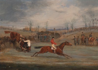 Cenas de uma corrida de obstáculos: Perto da chegada, ca. 1845. de Henry Thomas Alken