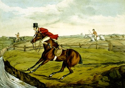 Parada na Água, de "Cavalos Qualificados e Cavaleiros Não Qualificados". de Henry Thomas Alken