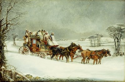 De York a Londres, Royal Mail na estrada aberta no inverno, de Henry Thomas Alken