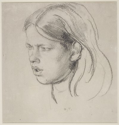 Cabeça de uma menina (giz no papel) de Henry Tonks