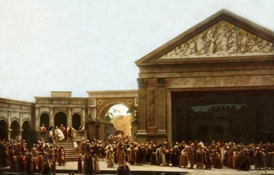 Jogadores no palco do Oberammergau Passion Play, 1922. de Henry Traut