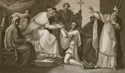 Submissão de John, gravada por Delatre, ilustração de "The History of England", de David Hume, pub. por R. Bowyer, Londres, 1812 de Henry Tresham