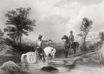 A reunião do conde de Essex e do conde de Tyrone, no Condado de Louth, na Irlanda, em 1599, de "The History of Ireland", de Thomas Wright, publicado em c.1854 de Henry Warren