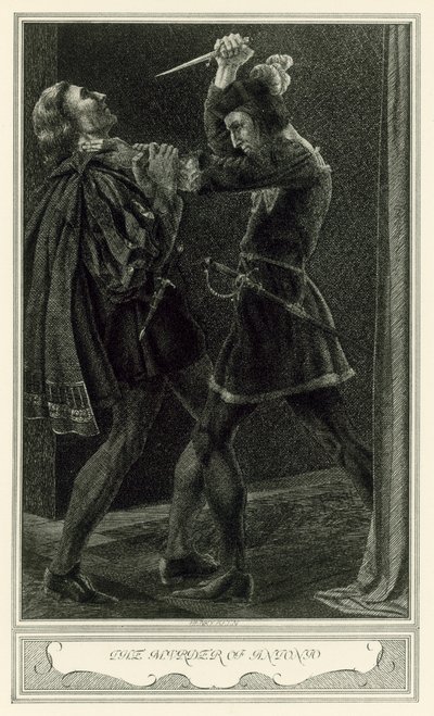 A Duquesa de Malfi, de John Webster: O assassinato de Antonio (litho) de Henry Weston Keen