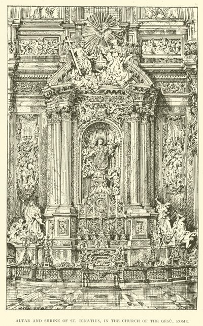 Altar e Santuário de Santo Inácio, na Igreja do Gesu, Roma (gravura) de Henry William Brewer