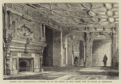 Arquitetura da cidade antiga, interior de uma antiga casa na rua Lime agora em curso de demolição de Henry William Brewer