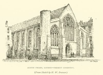 Austin Friars, Londres, estado actual (gravura) de Henry William Brewer