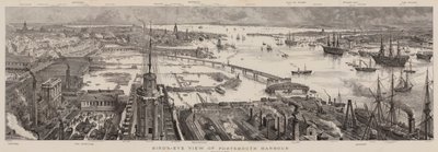 Vista aérea do porto de Portsmouth de Henry William Brewer