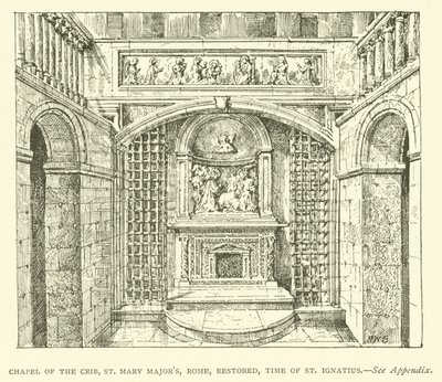Capela do Presépio, Santa Maria Maior, Roma, restaurada, tempo de Santo Inácio (gravura) de Henry William Brewer