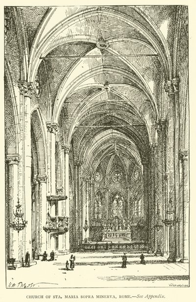 Igreja de Sta Maria Sopra Minerva, Roma (gravura) de Henry William Brewer