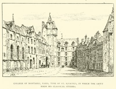 Colégio de Montaigu, Paris, tempo de Santo Inácio, no qual o santo fez os seus estudos clássicos (gravura) de Henry William Brewer