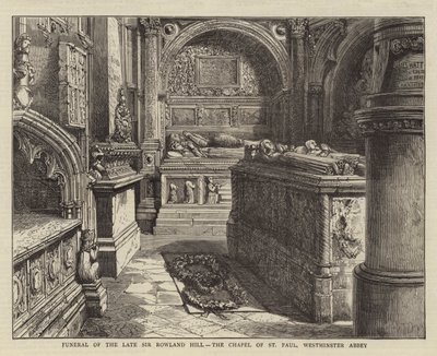 Funeral do falecido Sir Rowland Hill, a capela de St Paul, Abadia de Westminster de Henry William Brewer