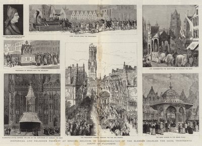 Concurso histórico e religioso em Bruges, na Bélgica, em comemoração do Beato Carlos, o Bom, décimo terceiro conde de Flandres de Henry William Brewer