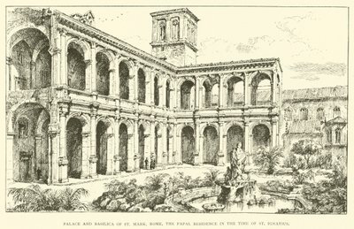 Palácio e Basílica de São Marcos, Roma, a residência papal no tempo de Santo Inácio (gravura) de Henry William Brewer