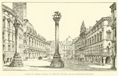 Piazza dei Signori, Vicenza, na qual Santo Inácio e seus companheiros pregavam (gravura) de Henry William Brewer