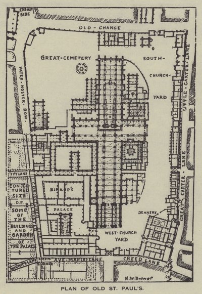 Plano, de, antigas, st, pauls de Henry William Brewer